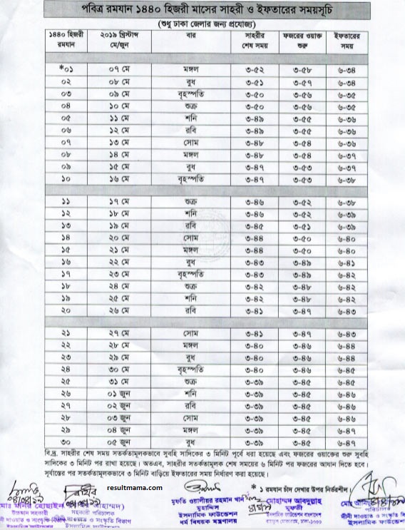 Ramadan Calendar 2019